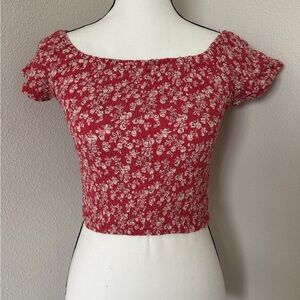 Japna Pink & White Floral Smocked Top